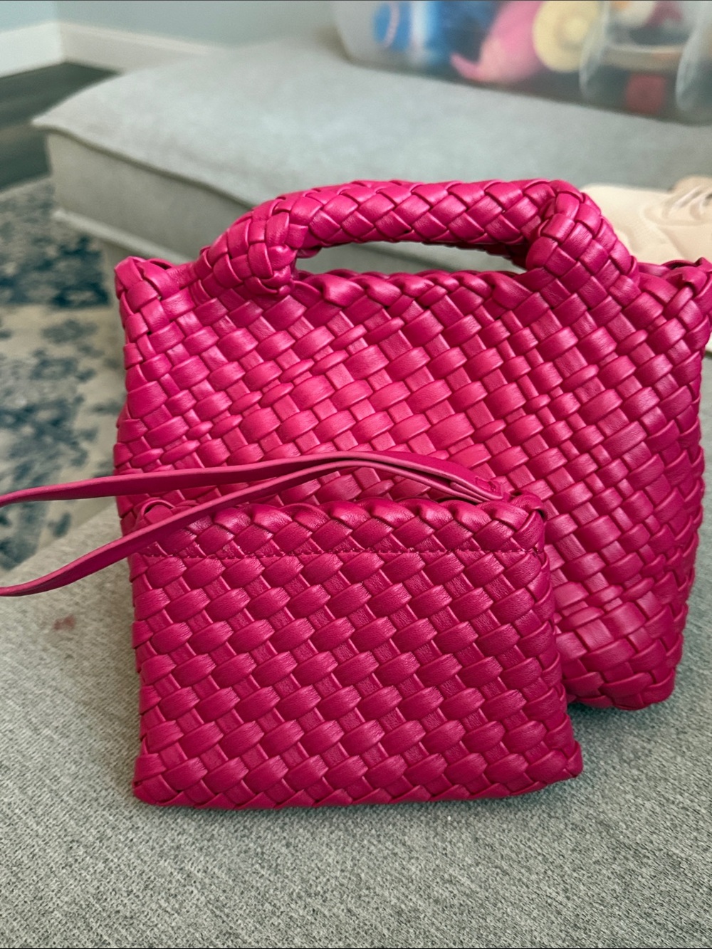 Woven Mini Handbags in Vibrant Fuchsia